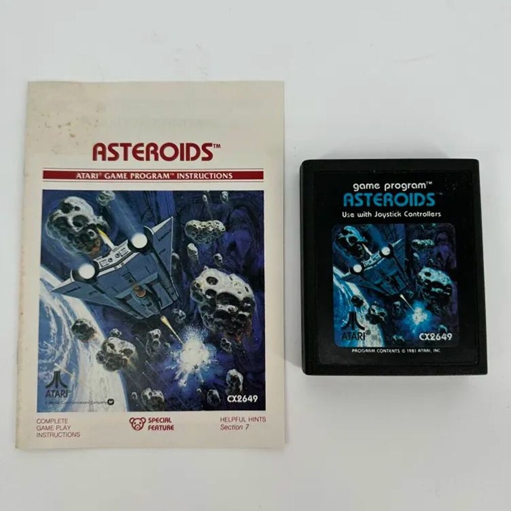Atari 2600 Asteroids (1981) CX2649 Cartridge & Manual Tested Works VG
